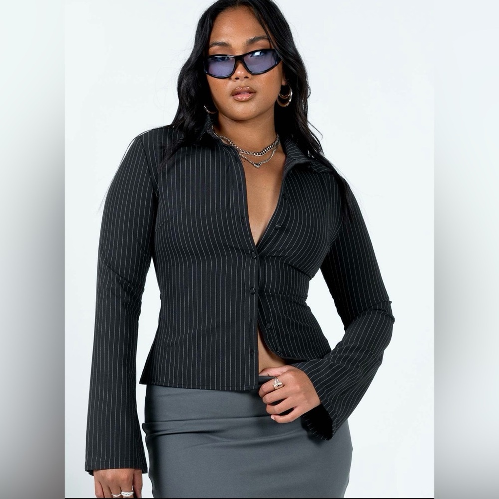 Princess Polly Anni Stripe Shirt Pinstripe